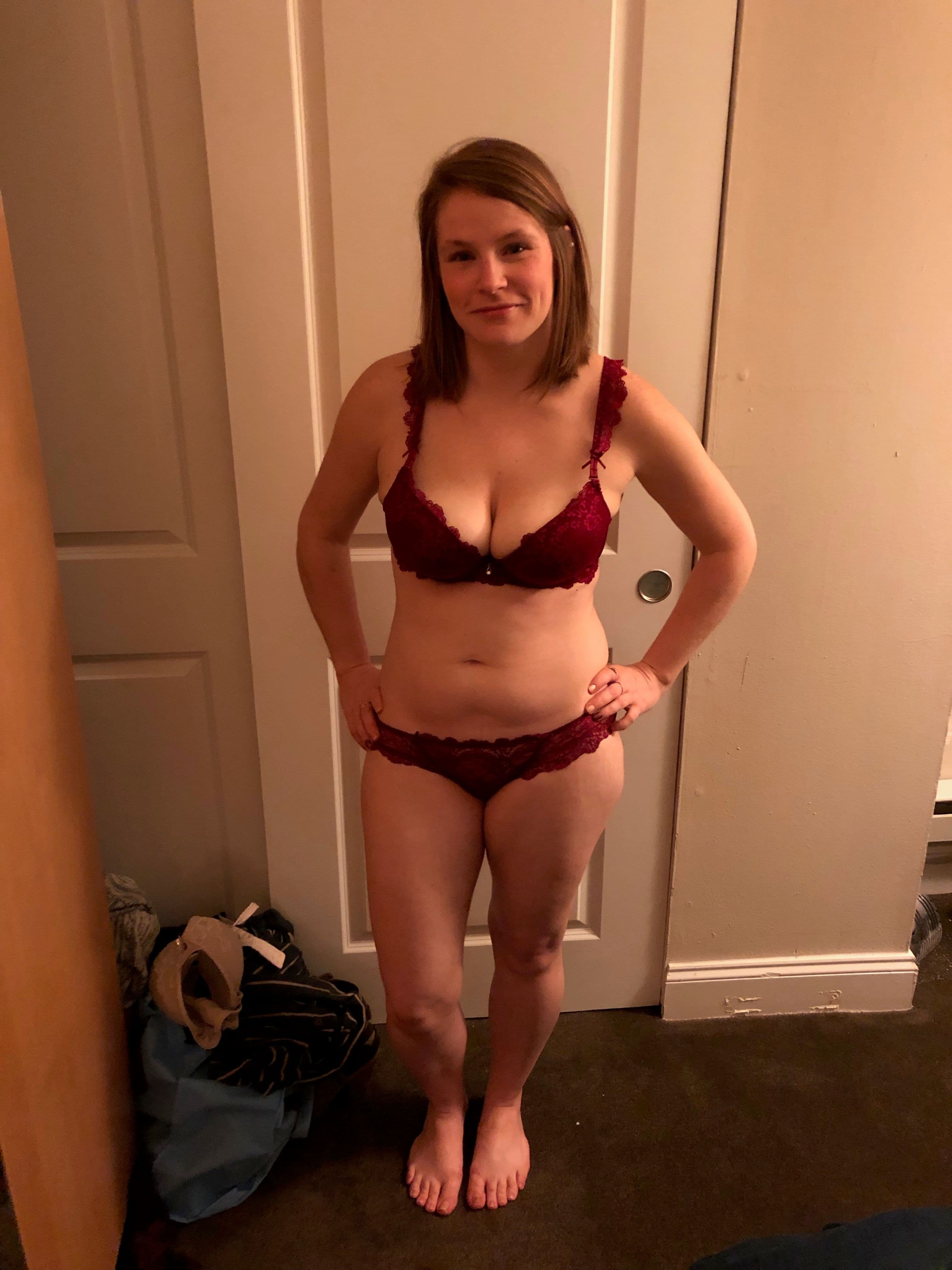 BBW Amateur Busty Shaved Chubby Fat Mature MILF with Saggy Tits Wearing Lingerie